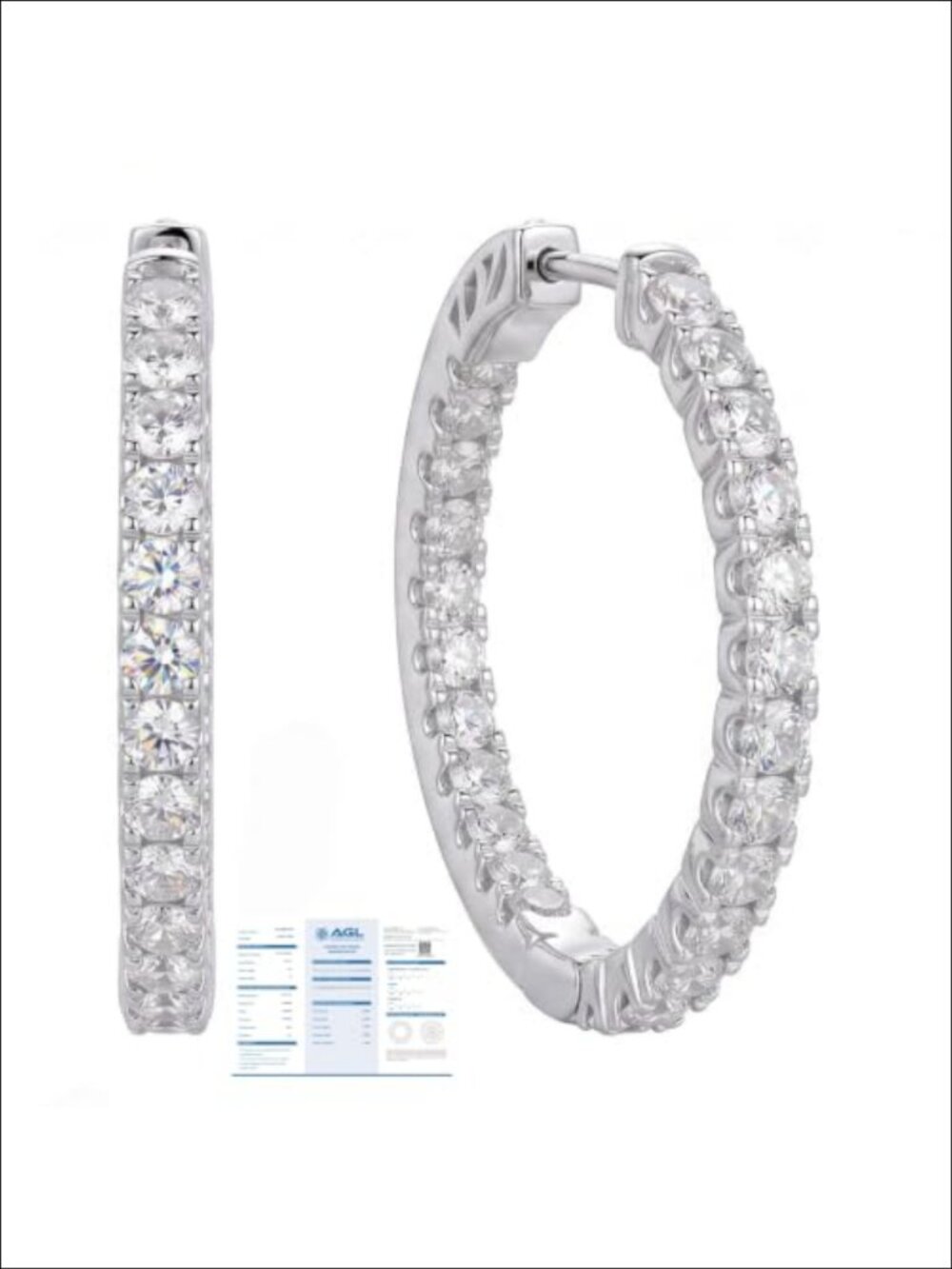 14K White Gold Lab Grown Diamond Hoop Earrings 1 Carat